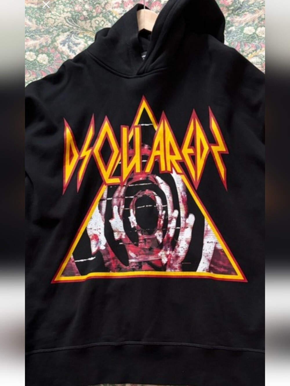 DSQUARED2 x Def Leppard Hoodie, 2019 Collaboration, Black, Size Large